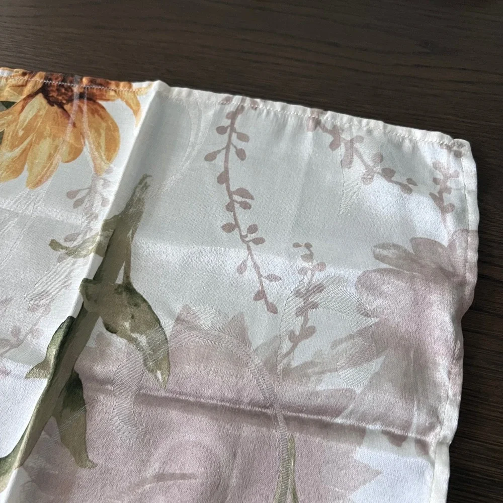 Harvest Season Golden Flowers Napkins Set 5 Cotton Blend Table‎ Linens Vintage